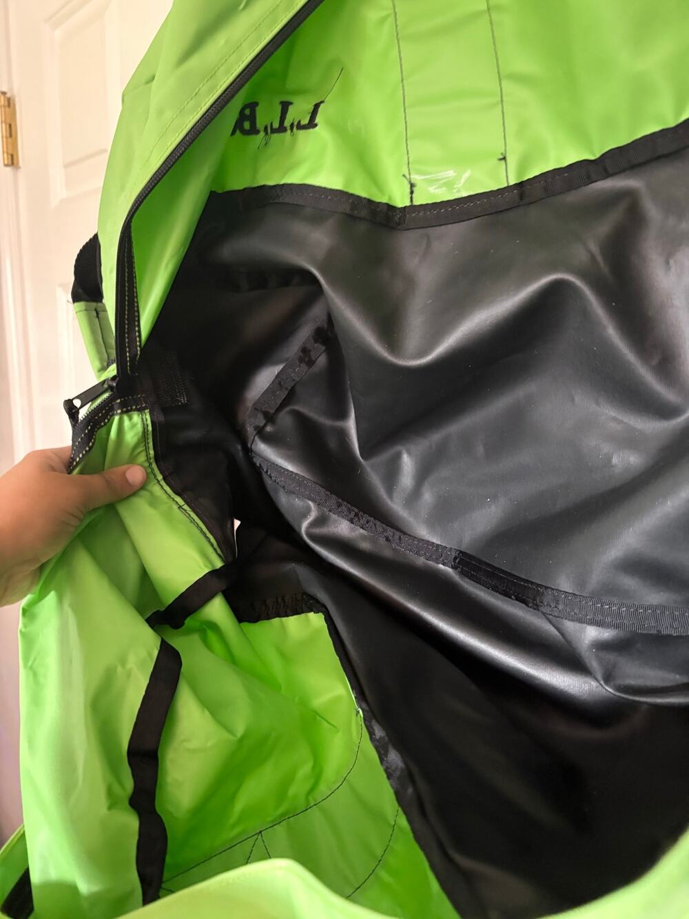 L.L. Bean Lime Green Black Large Adventure Duffle Zip Top Rachel Monogram